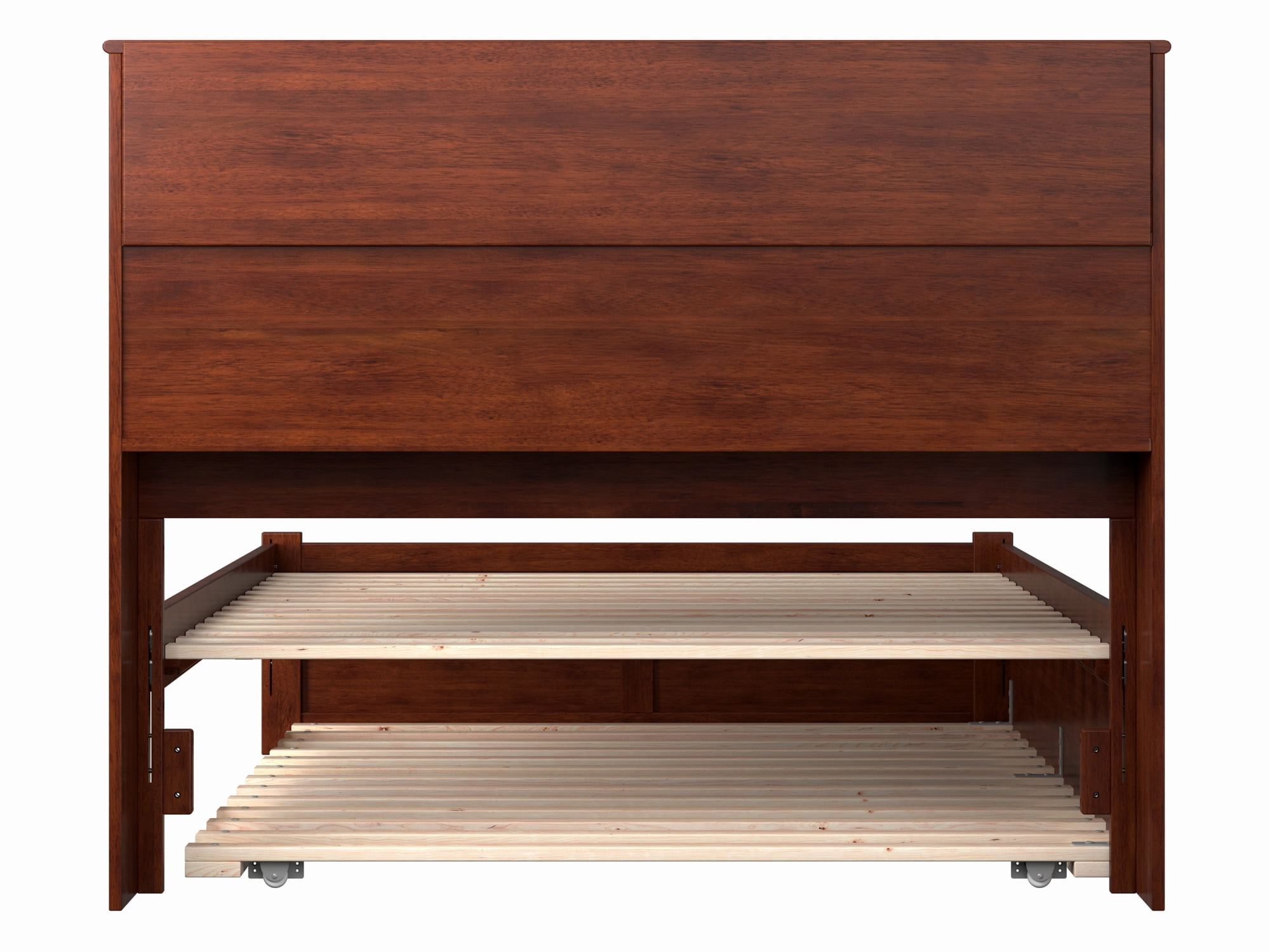 AFI Newport Full Solid Wood Platform Bed with Footboard & Full Trundle in Walnut