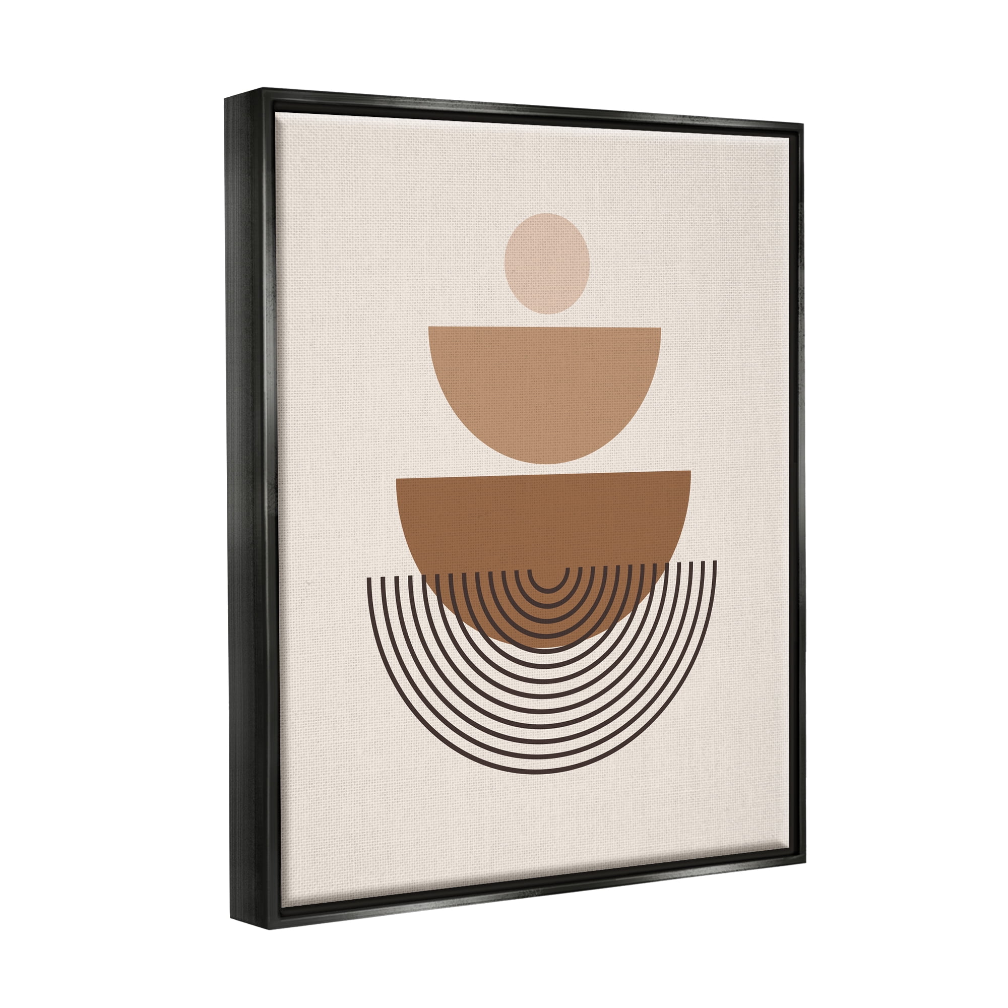 Stupell Industries Brown Shapes on Beige Abstract Painting Black Floater Framed Art Print Wall Art, 25 x 31
