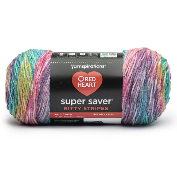 Red Heart Super Saver Bitty Stripes-Unicorn Mane