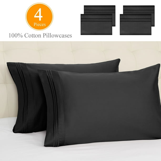 Pillowcase 100 Cotton, 4 Pcs Soft Cool & Wrinkle Free Pillow Case