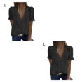 thumbnail image 4 of Jumpingount Camiseta de verano con cuello en V para mujer, blusa holgada de encaje lavable de Color sólido, camisa de oficina para trabajar en Type3 NO3, 4 of 6