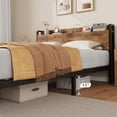 thumbnail image 5 of Full Size Bed Frame with Wooden Headboard and Footboard, Heavy Duty Metal Platform Bed with Charging Station, No Box Spring Needed, Easy to Assemble, 5 of 7