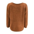 thumbnail image 5 of UJNDER Women's Knitted Sweater Long Sleeve Boat Neck Retro Lightweight Pullover Top for Casual Fall Winter Orange XL, 5 of 5