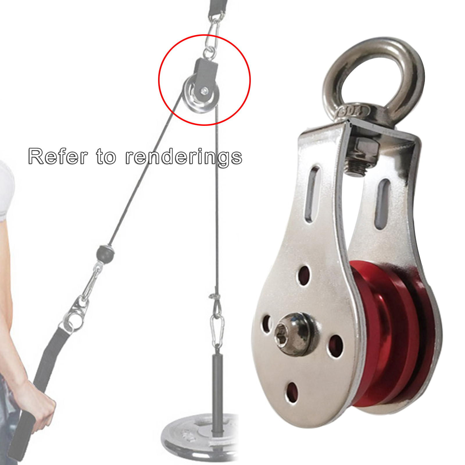 Lifting Swivel  Pulley Climbing Fixing Rope Pulley Block Hanging Wire BD 