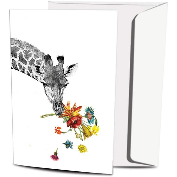 Tree-Free Greetings All Occasion Greeting Card 12 Pack, 4x6, Checking in Giraffe (AFS1038)
