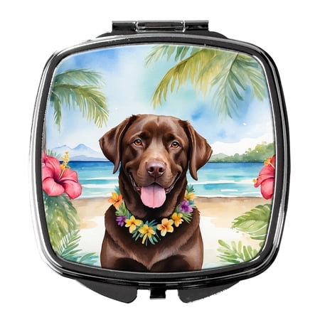Chocolate Labrador Retriever Luau Compact Mirror 2.75 in x 3 in