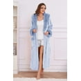 thumbnail image 2 of Heartnice Womens Hooded Plush Long Robe, Soft Warm Fleece Bathrobe for Women Fluffy Cute Spa Robe（ Light Blue, S/M）, 2 of 5
