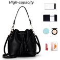 thumbnail image 4 of Chok 1111Fourone Bucket Bag Faux Leather Tassel Drawstring Crossbody Pouch Women Solid Color Shoulder Bag Handbag, 4 of 10