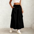 thumbnail image 6 of vigerkar Womens Cargo Skirt High Waisted Drawstring Quick Dry Maxi Skirt Trendy Back Slit Fashion A Line Long Skirts (Black, M), 6 of 8