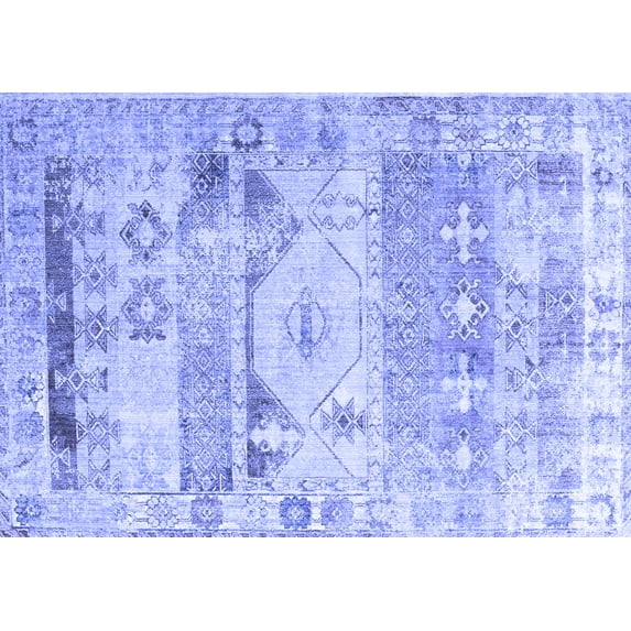 Ahgly Company Machine Washable Indoor Rectangle Persian Blue Traditional Area Rugs, 6' x 9'