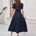 thumbnail image 5 of Bxsruta Womens Maxi Dress V Neck Short Puff Sleeve Pleated Flowy Casual Dresses for Women Vacation, 5 of 7