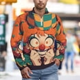 thumbnail image 2 of Surprise Clown Colorful Men's Sweater Sports POLO Shirt Zip Pullover Mens Athletic Long Sleeve Sweatshirt Mock Neck for Men, 2 of 7