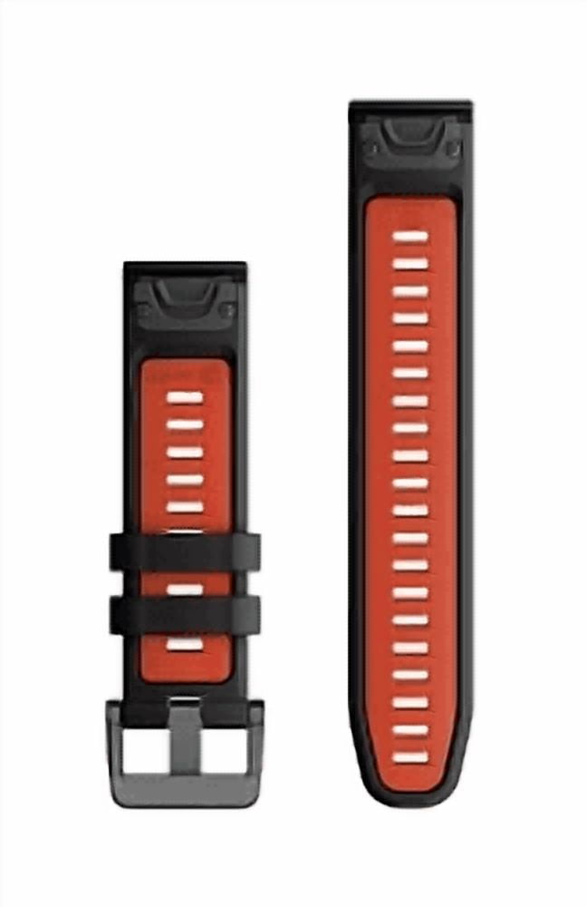 Garmin QuickFit® 22 Watch Bands, Black/Flame Red Silicone