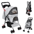 thumbnail image 5 of Fompes 4-Wheeled Pet Stroller for Cats & Dogs, Foldable Travel Carrier with Mesh Windows, Cup Holder, Storage Basket,Breathable Pet Strolling Cart,Holds up to 22lbs,Black, 5 of 13
