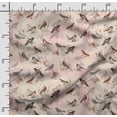 thumbnail image 2 of Soimoi Bird Printed Cotton Satin Spandex Sewing Fabric By The Yard 54 Inch Wide Decorative Fabric For Dresses And Home Accents Beige, 2 of 5
