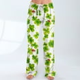 thumbnail image 2 of Women's St Patricks Day Pj Pants Shamrock Print Soft Lounge Trousers Wide Leg Pants Joggers 2025 Holiday Costumes, 2 of 4