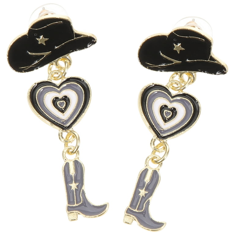 2 Pairs Boot Earrings Jewlery Western Accessories for Women Ladies