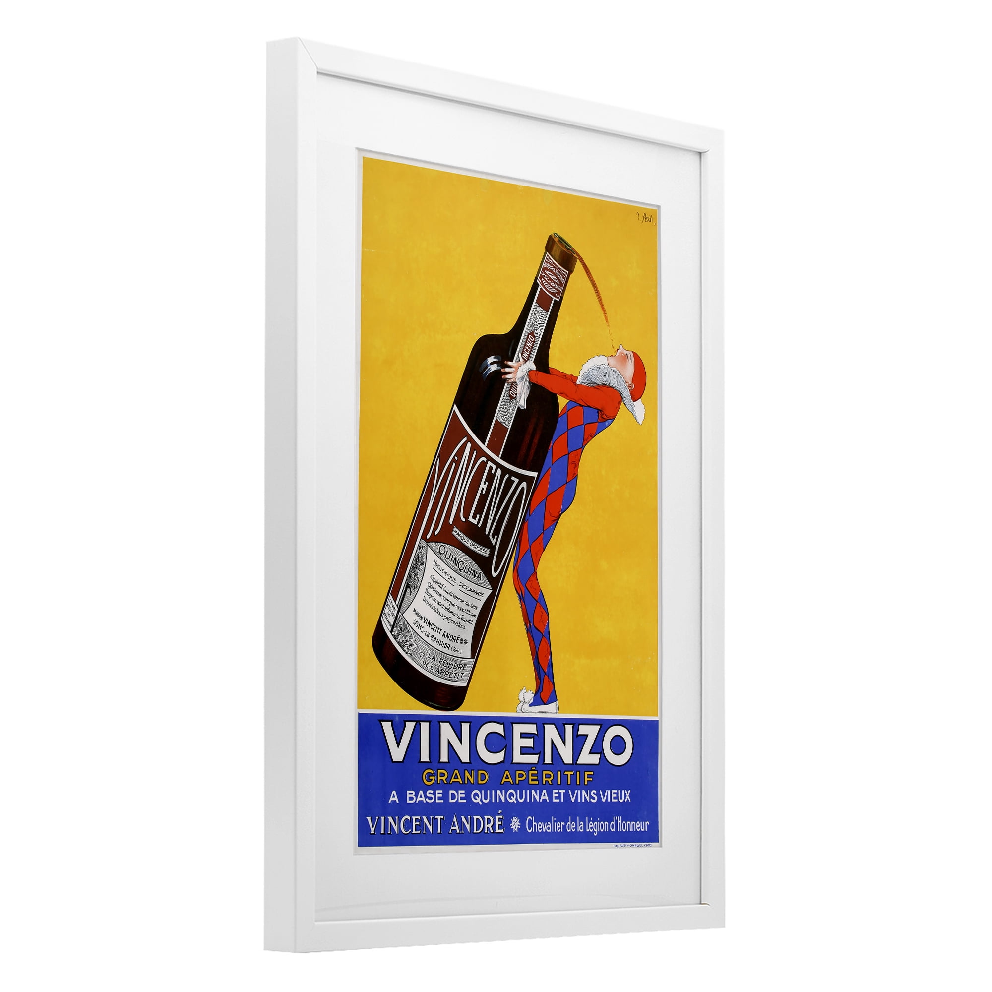 Stupell Industries Vincenzo Vintage Wine White Framed Print Under Glass, design by Vintage Posters