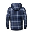 thumbnail image 4 of LNZGNM Men's Flannel Shirt Jacket Fleece Lined Sherpa Lined Plaid Shirt Full Zip with Hood Jacket with Pokect Casual Winter Warm Coat,Blue M, 4 of 4