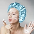 thumbnail image 5 of 2 piezas Gorros de ducha reutilizables para mujer Gorro de ducha grande impermeable, Gorros para el cabello Gorro de ducha de doble capa para mujer Protección del cabello, 5 of 5