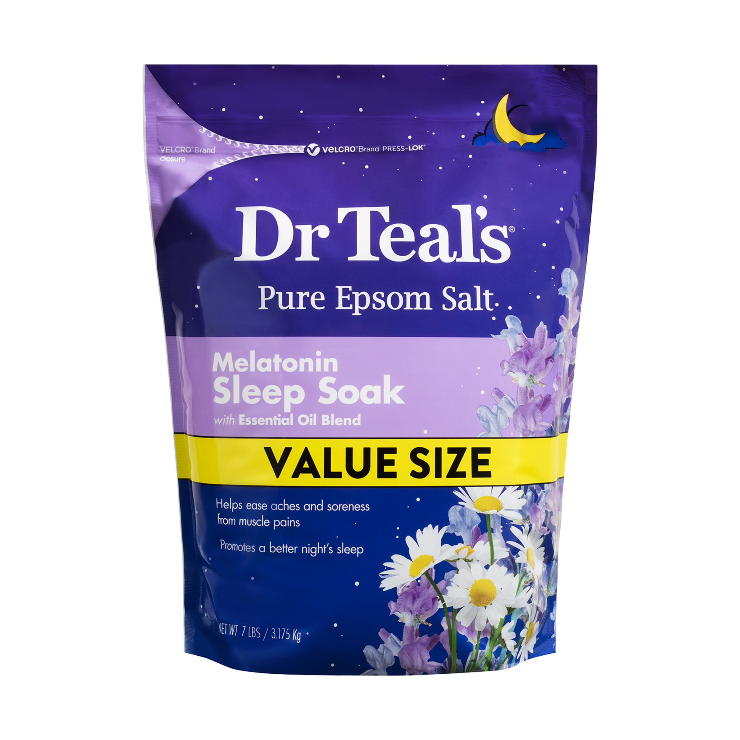 Dr Teal's Pure Epsom Salt, Melatonin Sleep with Essential Oil Blend, 7lb