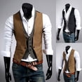 thumbnail image 1 of Chaleco de dos piezas ajustado para hombre, chaleco de negocios a cuadros a la moda para hombre, 1 of 3