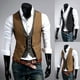 thumbnail image 1 of Chaleco de dos piezas ajustado para hombre, chaleco de negocios a cuadros a la moda para hombre, 1 of 3