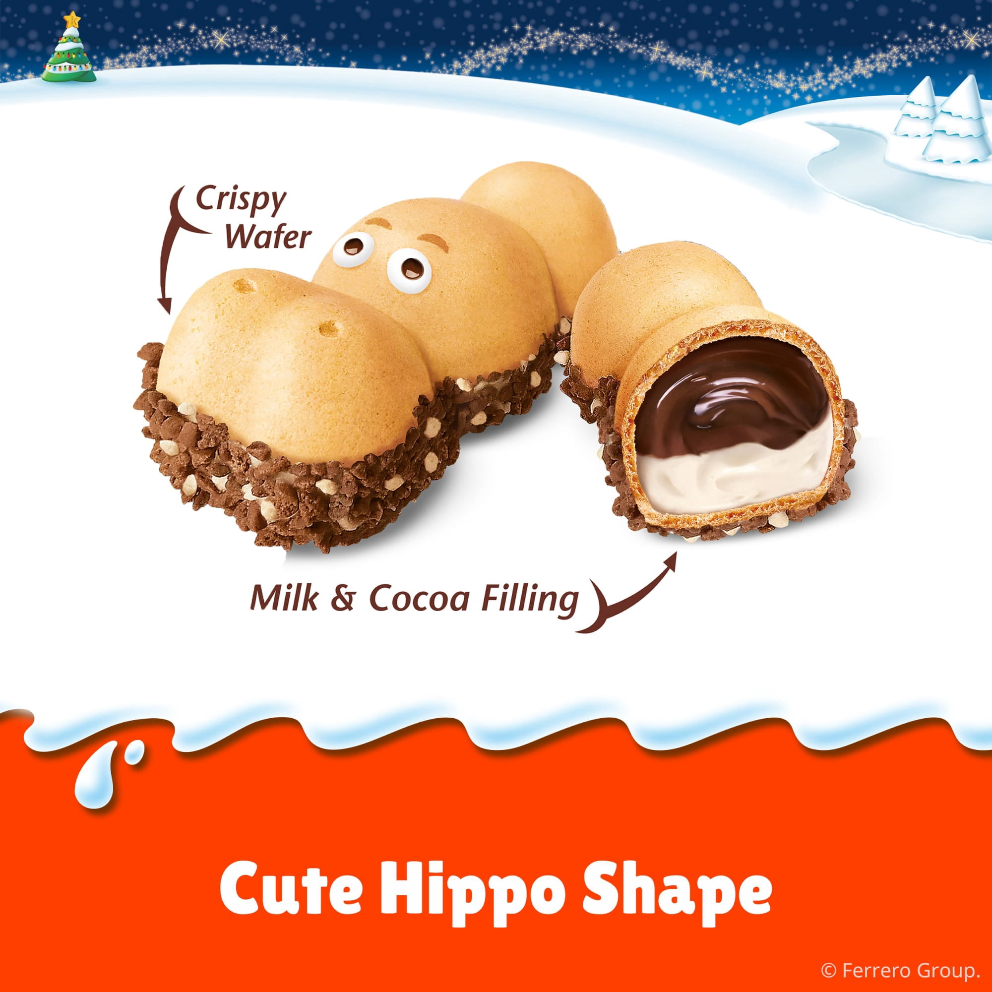 (2 pack) Kinder Happy Hippo Crispy Wafers with Milk and Cocoa Filling, Great for Stocking Stuffer, 5 Count, 3.6 oz