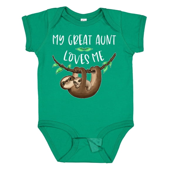 Inktastic My Great Aunt Loves Me Cute Sloth and Baby Boys or Girls Baby Bodysuit