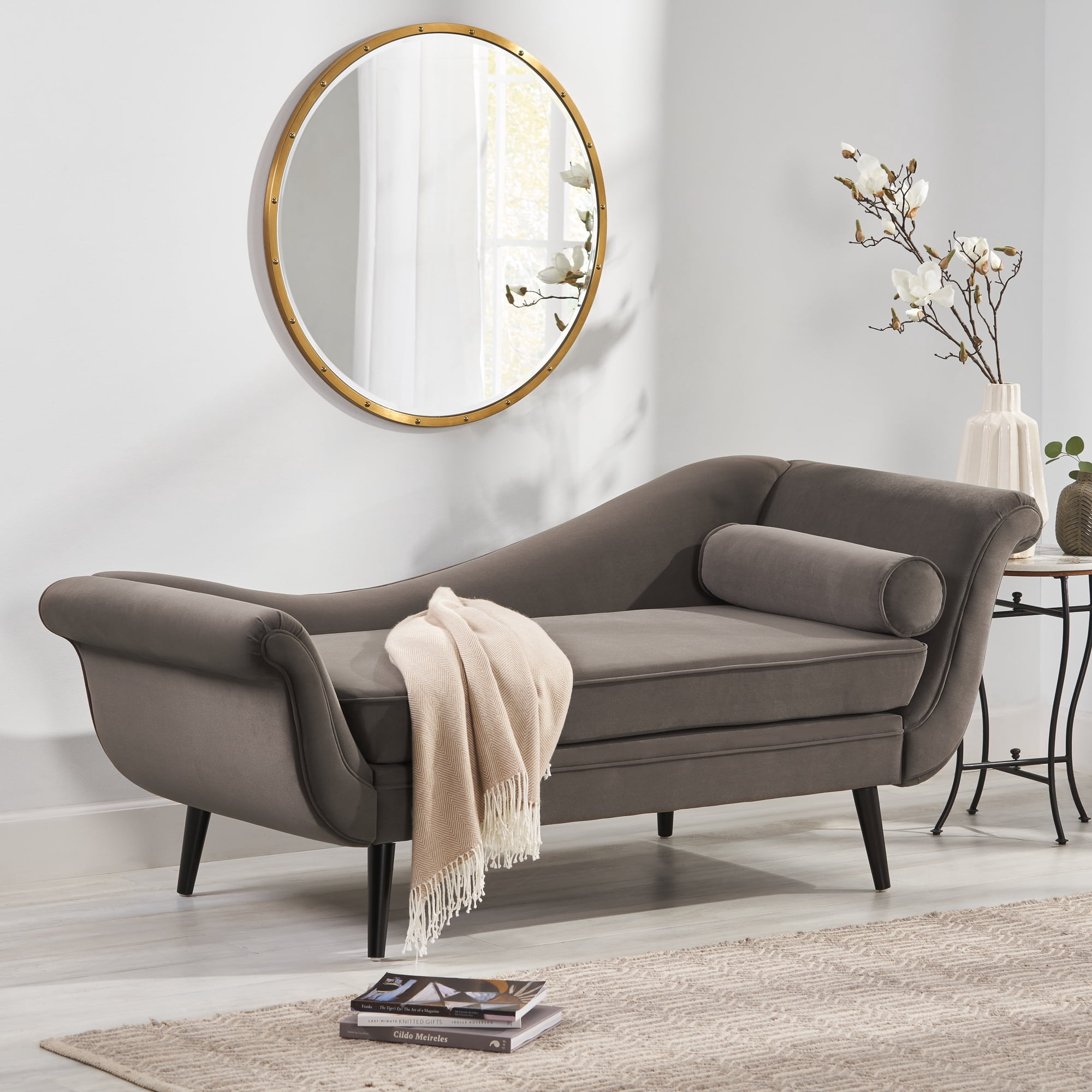 Wahson Fauteuil Moderne En Fausse Fourrure Avec Pieds En Métal Pour Chambre à Coucher Et Salon