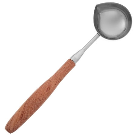 

High-grade Stainless Steel Spoon Paint Spoon Sealing Wax Spoon Special for Seal with a Round Wood Handle (12x2.8cm)