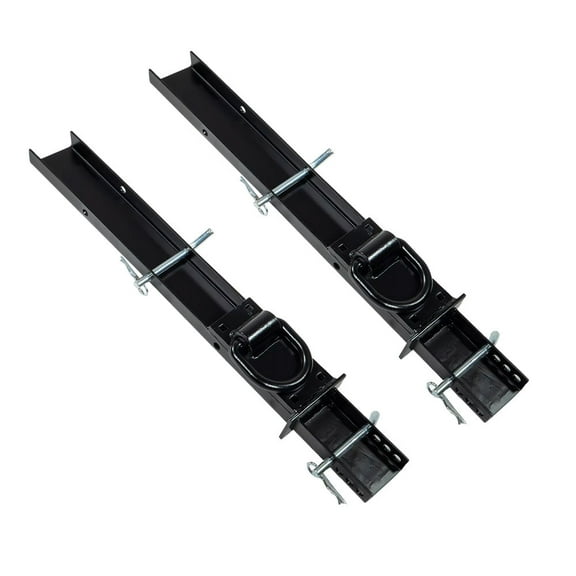 2 Pack 30" Adjustable C-Channel Pipe Stake with Welded 5/8" D-Ring and 2 Locking with Hitch Pins for Flatbed Trailer Hauler - 6,300 lbs WLL