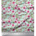 thumbnail image 1 of Soimoi Green Cotton Poplin Fabric Leaves & Blossoms Floral Print Fabric by Yard 58 Inch Wide, 1 of 3