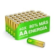 thumbnail image 1 of GP Pilas AA, Paquete de 40 Baterias AA, 1.5V Alcalinas - hasta 80% M&aacute;s Potencia con G-Tech, 10 A&ntilde;os de Vida &Uacute;til, Alto Rendimiento, Perfectas para Juguetes, Controles, 1 of 9