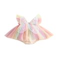 thumbnail image 1 of MesaSe Infant Girl Rompers Dress Butterfly Wing Fly Sleeve Rainbow Color Tulle Skirt Hem Jumpsuits, 1 of 7