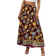 thumbnail image 2 of Skirts for Women Boho High Waist Flowy A Line Pleated Chiffon Floral Printed Summer Casual Beach Holiday Maxi Skirt S-2XL, 2 of 7