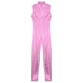 thumbnail image 3 of CHICTRY Kids Girls Metallic Long Jumpsuit Sleeveless Gymnastics Acrobatics Full Length Unitard Bodysuit Pink 8, 3 of 5