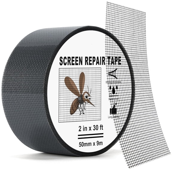 2" x 15 FT Black Window Screen Repair Tape, Strong Adhesive Fiberglass Mesh Patch for Window & Door Screen Tears, Self-Adhesive Screen Repair Kit for Holes, Rips, and Cuts