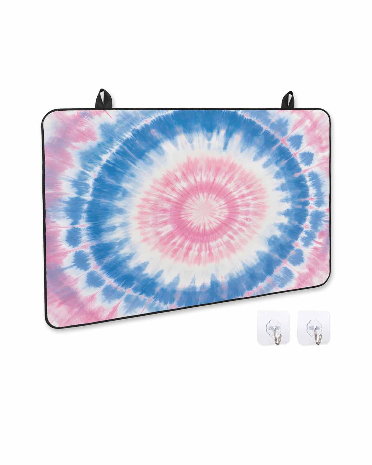 nqOlkjepod Large Induction Cooktop Protector Mat 24"x21", Pink Blue Ombre Stove Top Covers for Electric Stove, Modern Boho Ethnic Tie Dye Geometric Stove Burner Cover Mats, Glass Top Stove Cover