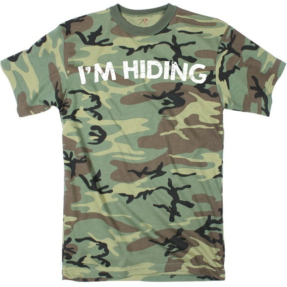 Mens Im Hiding Camo T Shirt Funny Sarcastic Military Hunting Novelty Dad Joke (Camo) - XXL