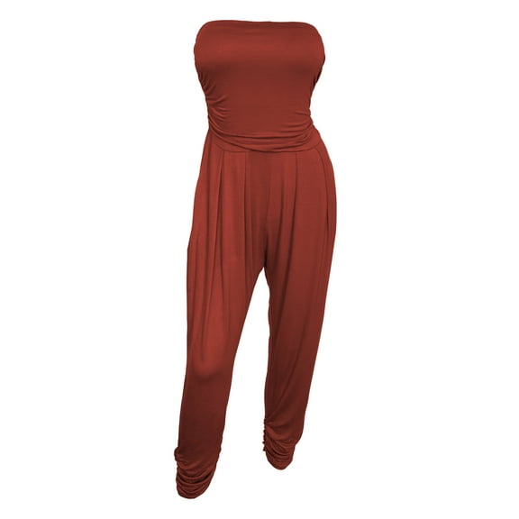 eVogues Plus Size Jumpsuit Brick