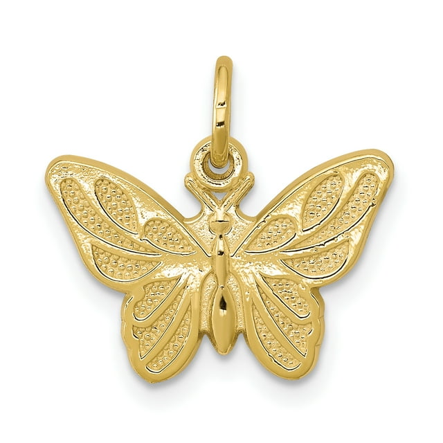 10k Yellow Gold Butterfly Necklace Charm Pendant Insect Arachnid