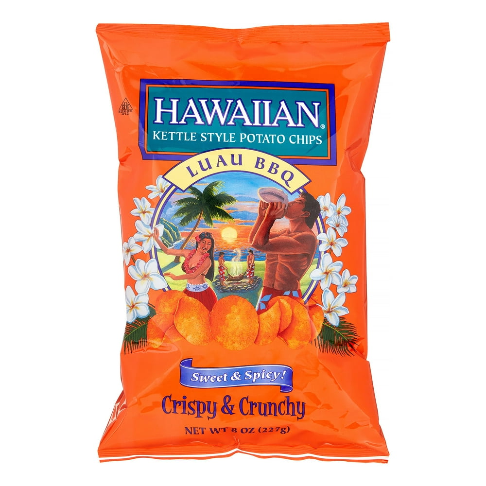 Hawaiian Kettle Style Luau BBQ Crispy & Crunchy Potato Chips 8 Oz