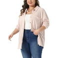 thumbnail image 4 of Agnes Orinda Women's Plus Size Waffle Knit Shirt Jacket Casual Long Sleeve Button Down Blouses 3X Light Pink, 4 of 5