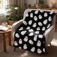 thumbnail image 5 of Sktrjpolfis White Ghosts Halloween Throw Blanket Soft Flannel Bed Couch Cover for Sofa Bedroom Home Decor, 5 of 6