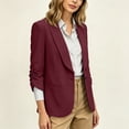 thumbnail image 4 of DYTTDG Women's Solid Ruched 3/4 Sleeve Blazer | Open Front Lapel Work Suit Jacket with Single Button & Pockets, Lightweight Office Blazer, 4 of 8