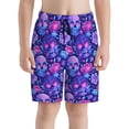 thumbnail image 2 of Cauagu blue Skull purple flower1 Print Swim Trunks for Men,Youth Boys Swim Shorts Compression Liner Beach Shorts Boys' Swimming Shorts 7-20 Years Bathing Suit-Large, 2 of 7