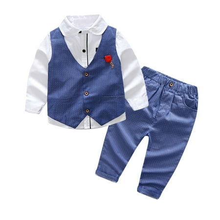 

ZHAGHMIN Boys Hawaiian Shirt And Vest Toddler Boys Long Sleeve T Shirt Tops Vest Coat Pants Child Kids Gentleman Outfits Baby Twin Clothes Boys 5T Sweatsuit Boy Fall Outfits For Boys 4T Baby Boy Goi