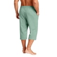 thumbnail image 5 of Nokdvo Men's Capri Pants Drawstring Elastic Waist Capris with Pockets Below Knee Joggers Wide Leg Stretch Workout Athletic Casual Loose Fit Summer Cropped Pants,Light Green 3XL, 5 of 6