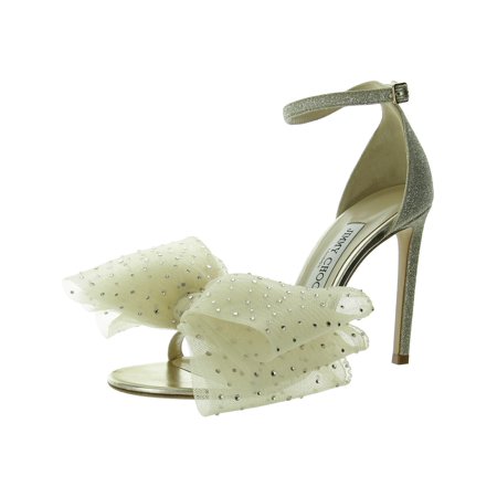 Jimmy Choo Womens Aveline 100 Bow Ankle Strap Heels